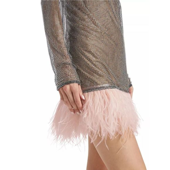 Bronx and Banco Webb Feather-Trim Cocktail Dress US 4 $1200 - Picture 5 of 16